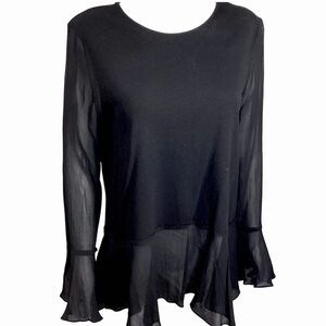 EUC Theory Black Sheer Women's Top Large